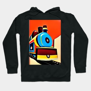 POPART COMIC STYLE BLUE AND YELLOW STEAM TRAIN Hoodie